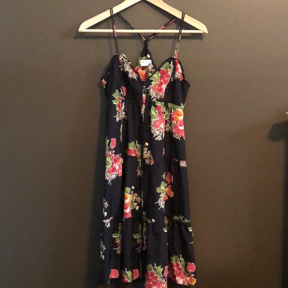 American Eagle Black Floral Midi Dress